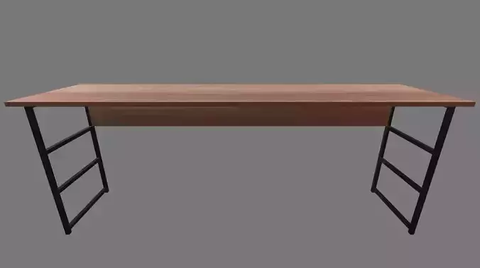 Sleek Office Desk 3D Model - 001