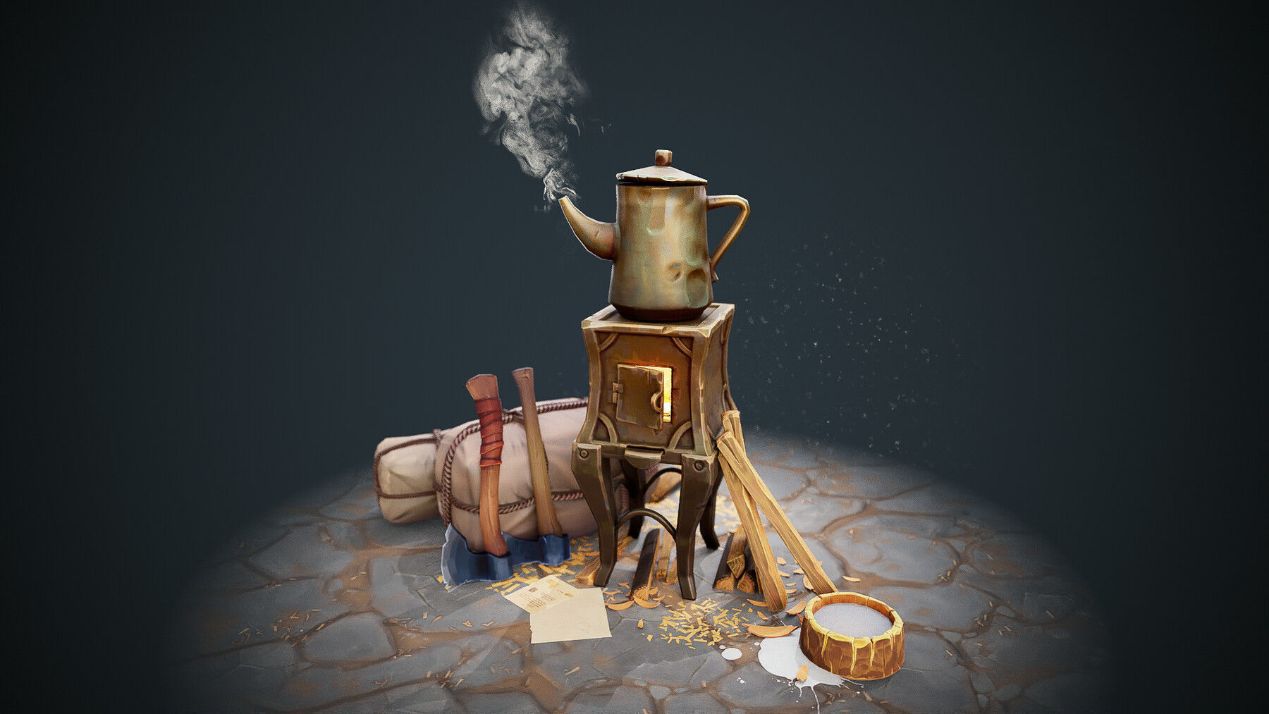 3D PROPS Hand-painted Textured Game-Ready Set Low-poly 3D model_6