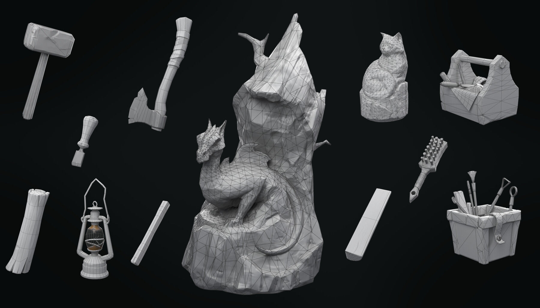 3D PROPS Hand-painted Textured Game-Ready Set Low-poly 3D model_12