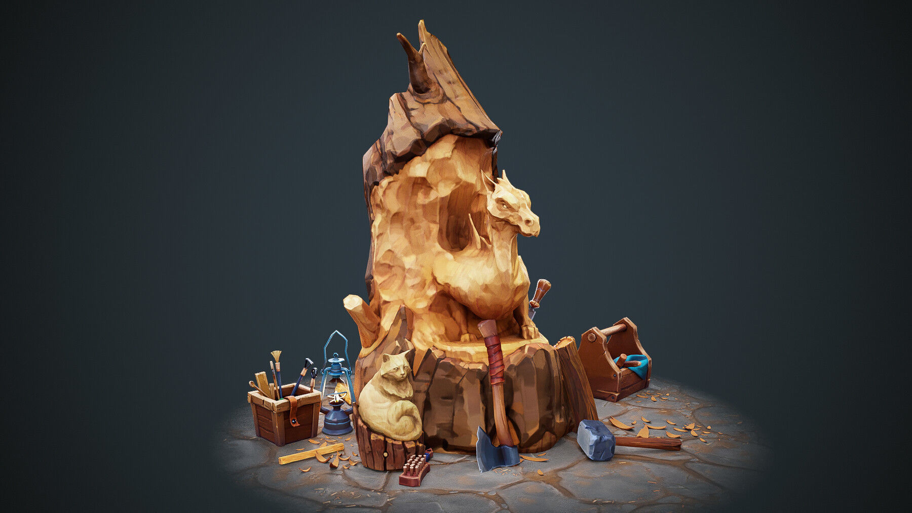 3D PROPS Hand-painted Textured Game-Ready Set Low-poly 3D model_5