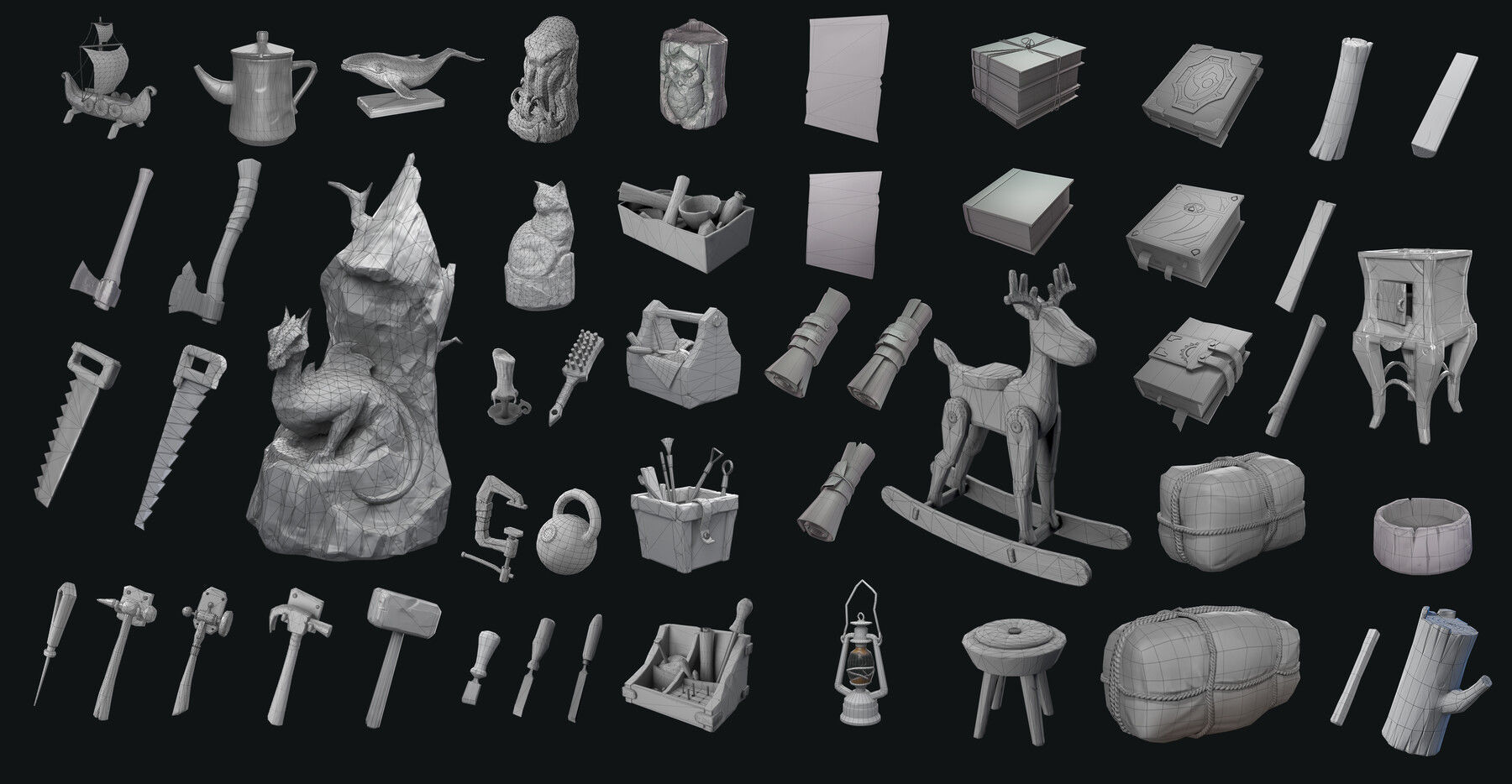 3D PROPS Hand-painted Textured Game-Ready Set Low-poly 3D model_10