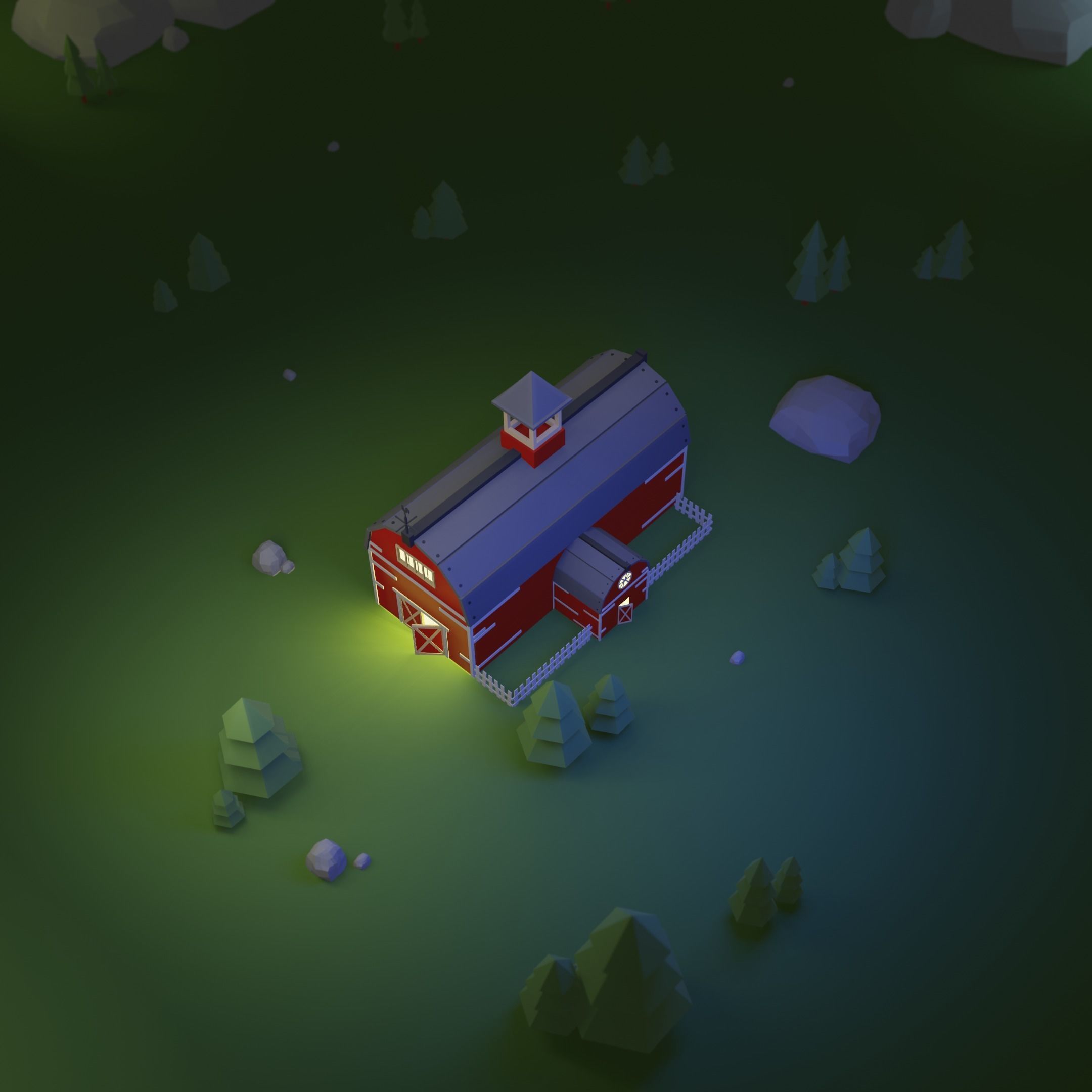 Farm Barn - Low poly farm barn model Free low-poly 3D model_4