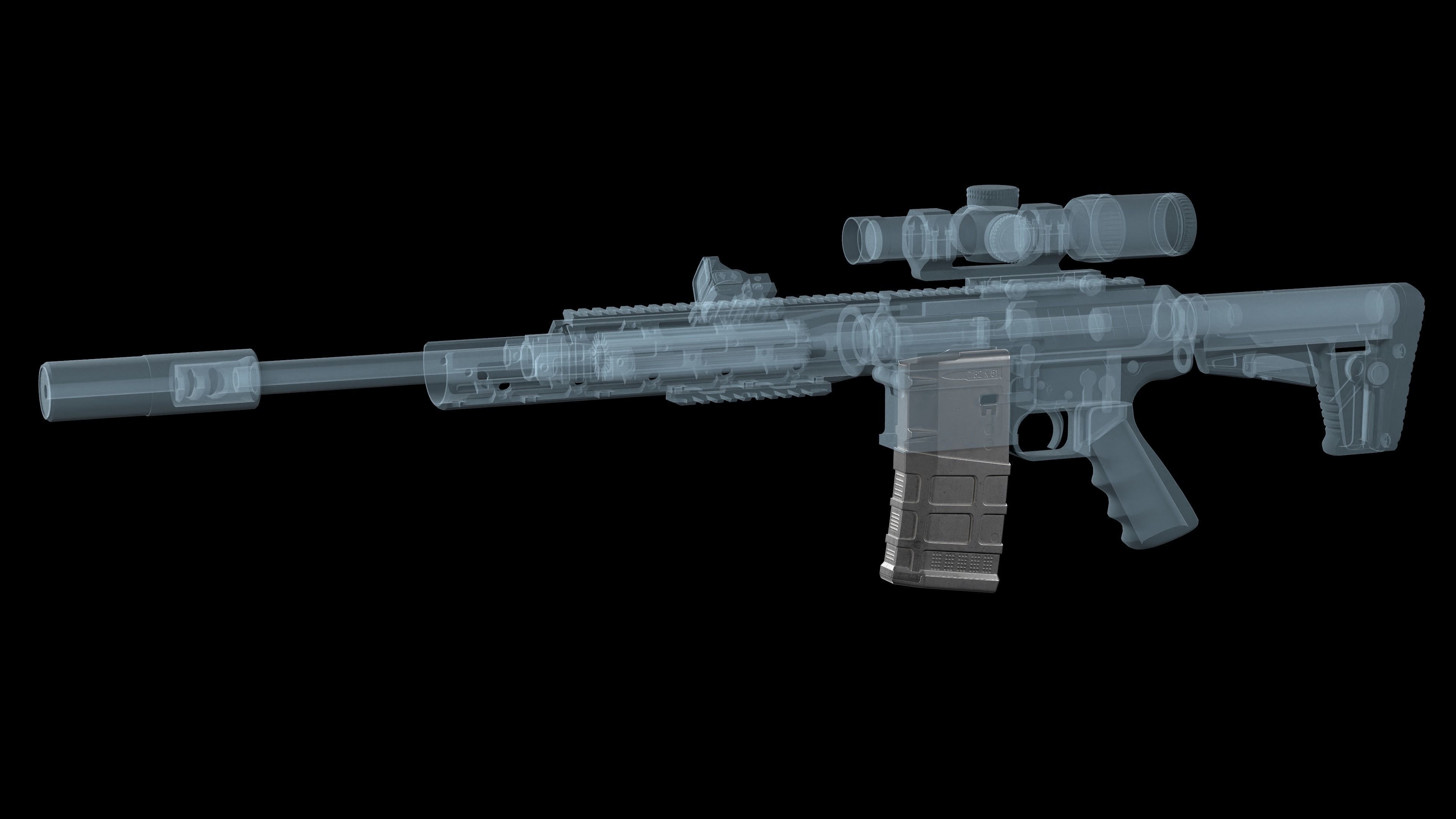 Magazine AR 10 Magpul PMAG 20 LR SR Gen M3 308 win Low-poly 3D model_2