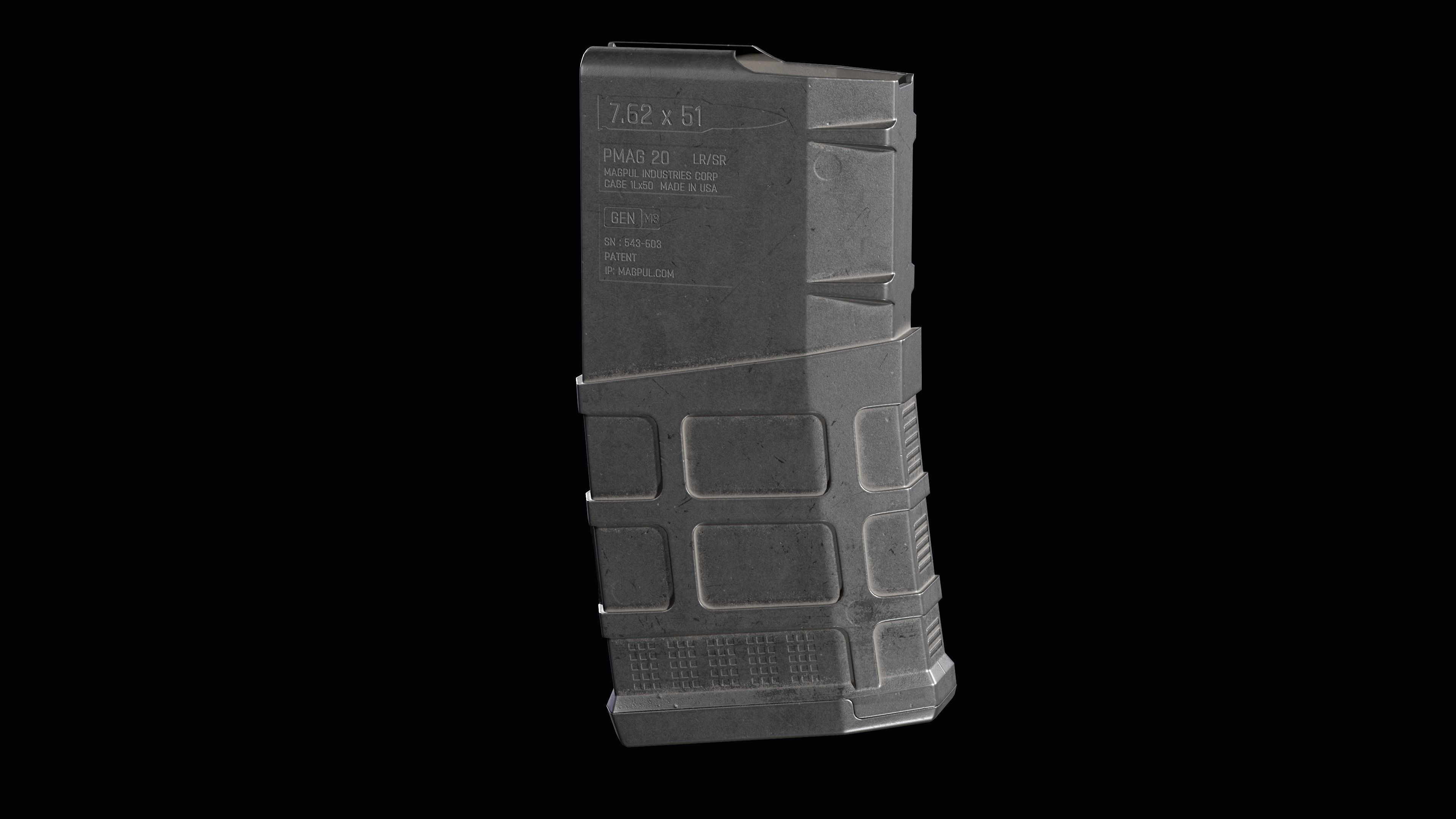 Magazine AR 10 Magpul PMAG 20 LR SR Gen M3 308 win Low-poly 3D model_6