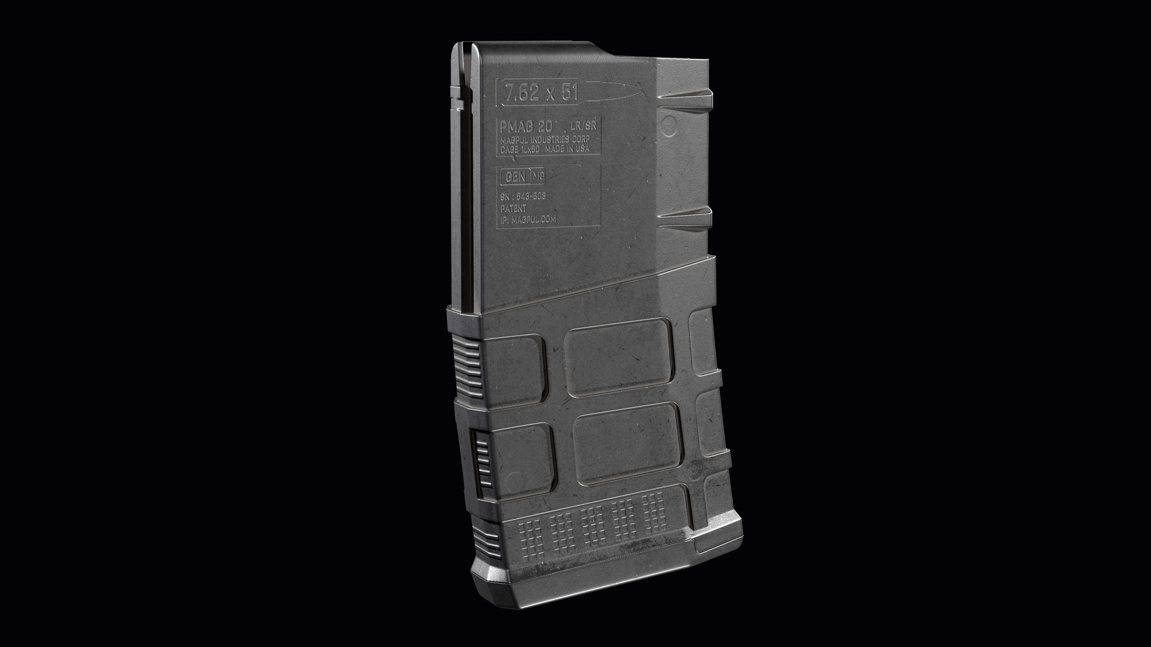 Magazine AR 10 Magpul PMAG 20 LR SR Gen M3 308 win Low-poly 3D model_5