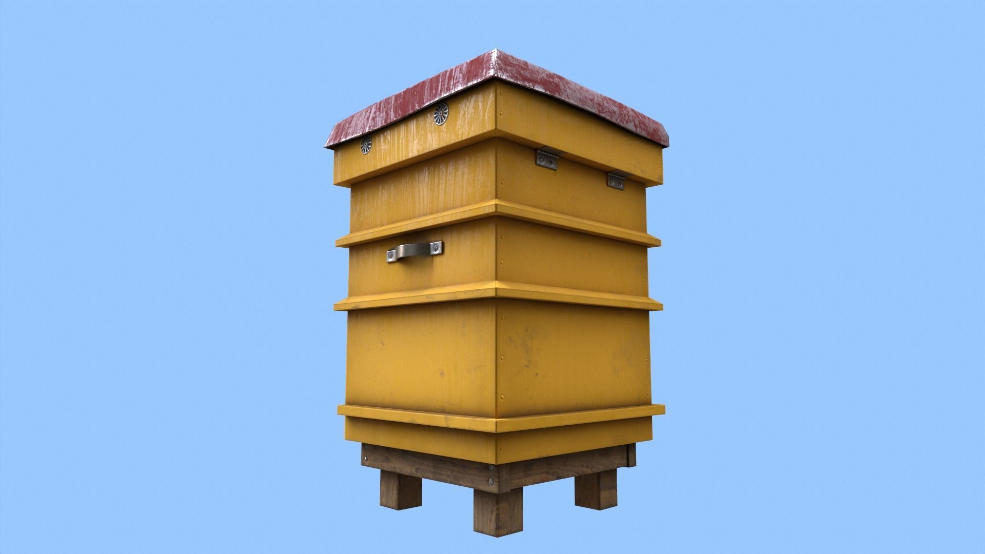 Colorful Beehives Low-poly 3D model_12