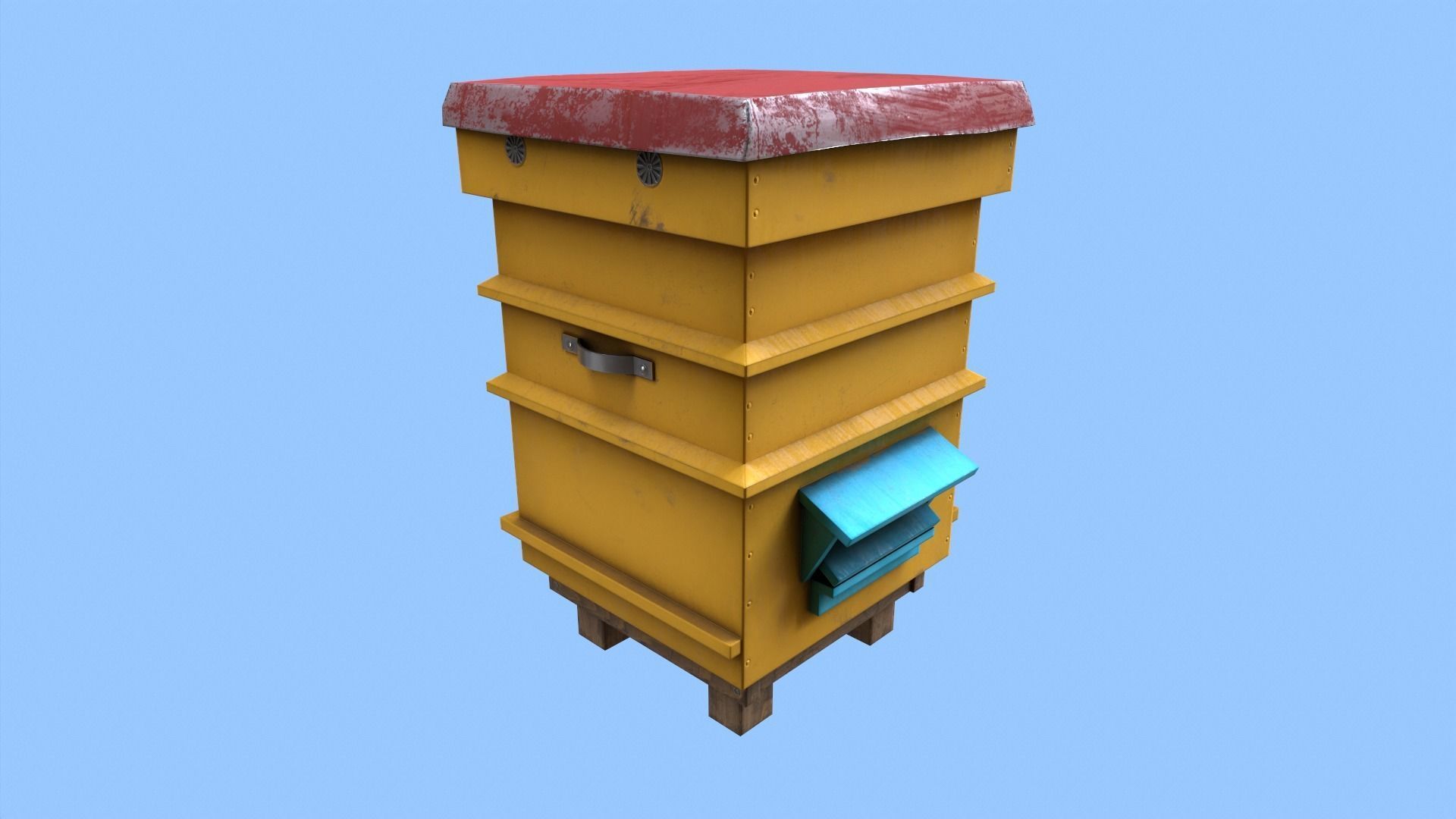 Colorful Beehives Low-poly 3D model_11