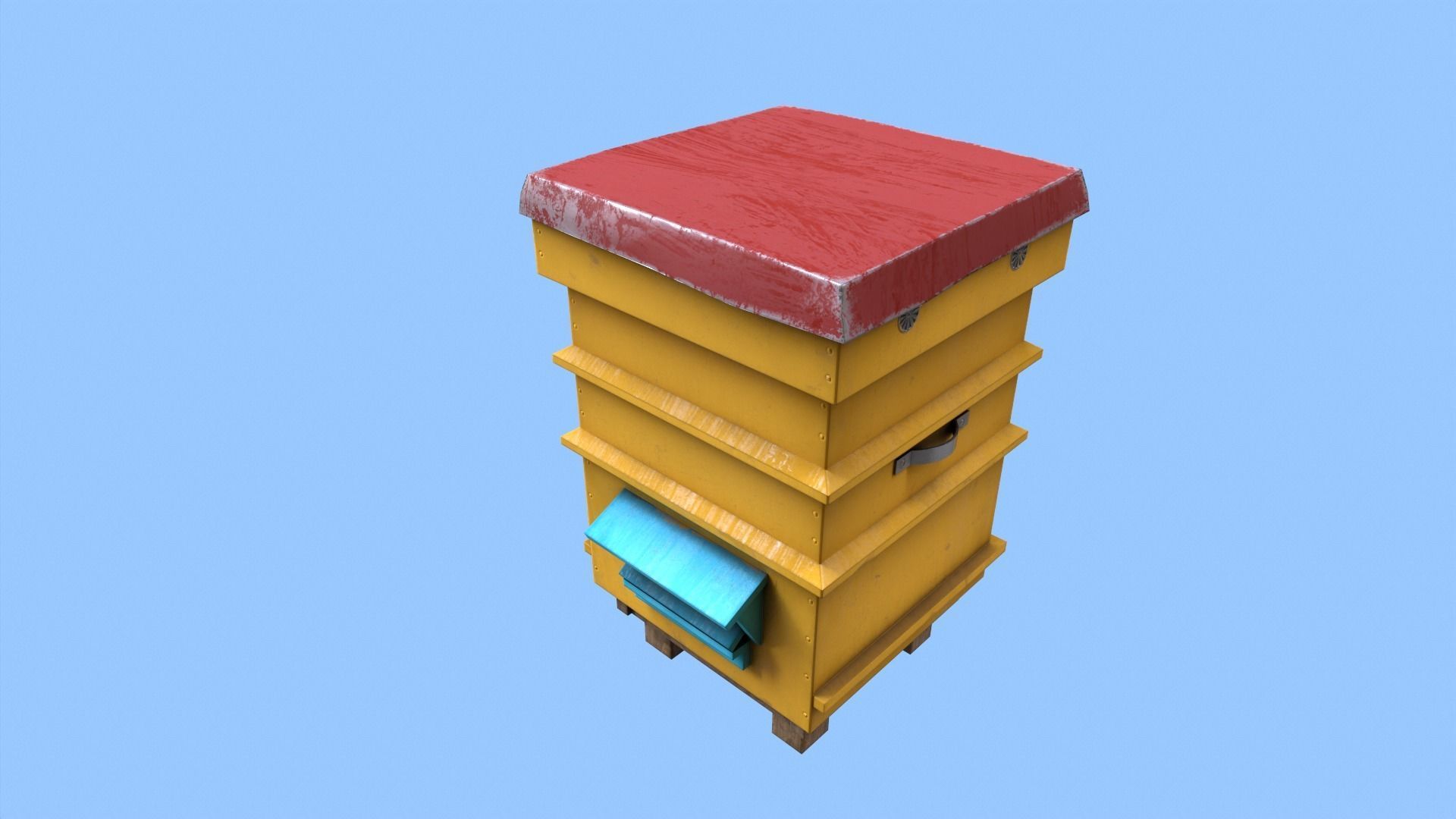 Colorful Beehives Low-poly 3D model_13