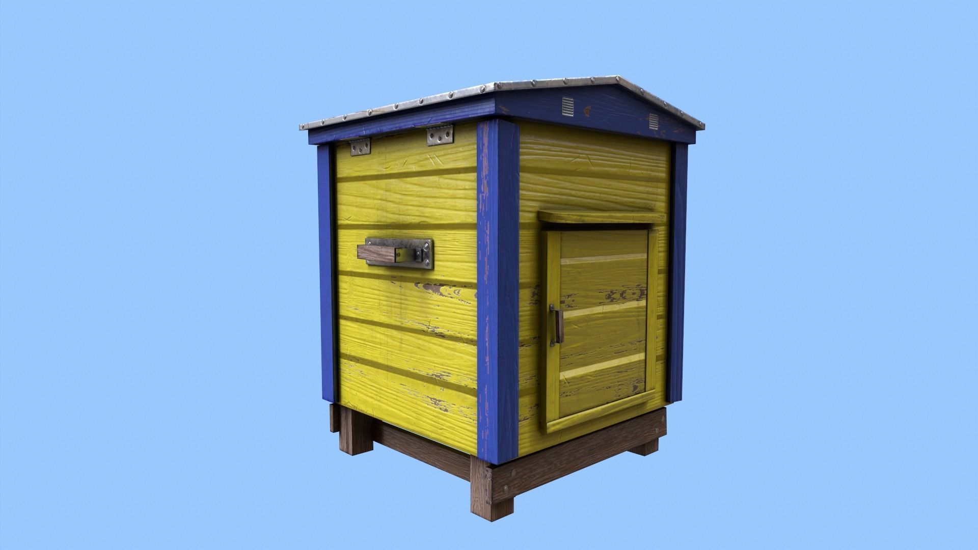 Colorful Beehives Low-poly 3D model_6