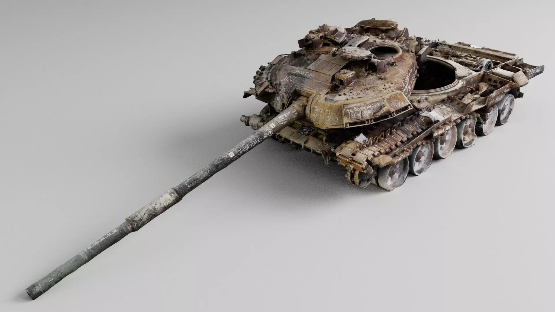 Russian T-72 tank destroyed by Ukrainian army 3D model_0