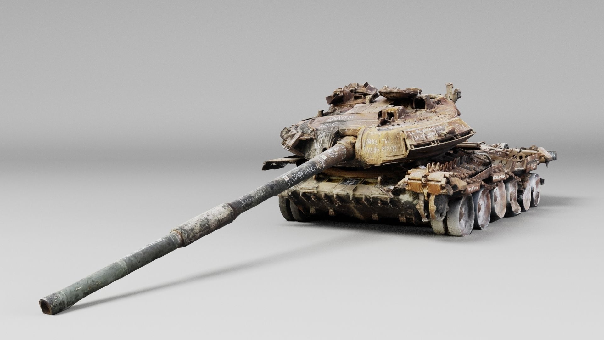 Russian T-72 tank destroyed by Ukrainian army 3D model_4