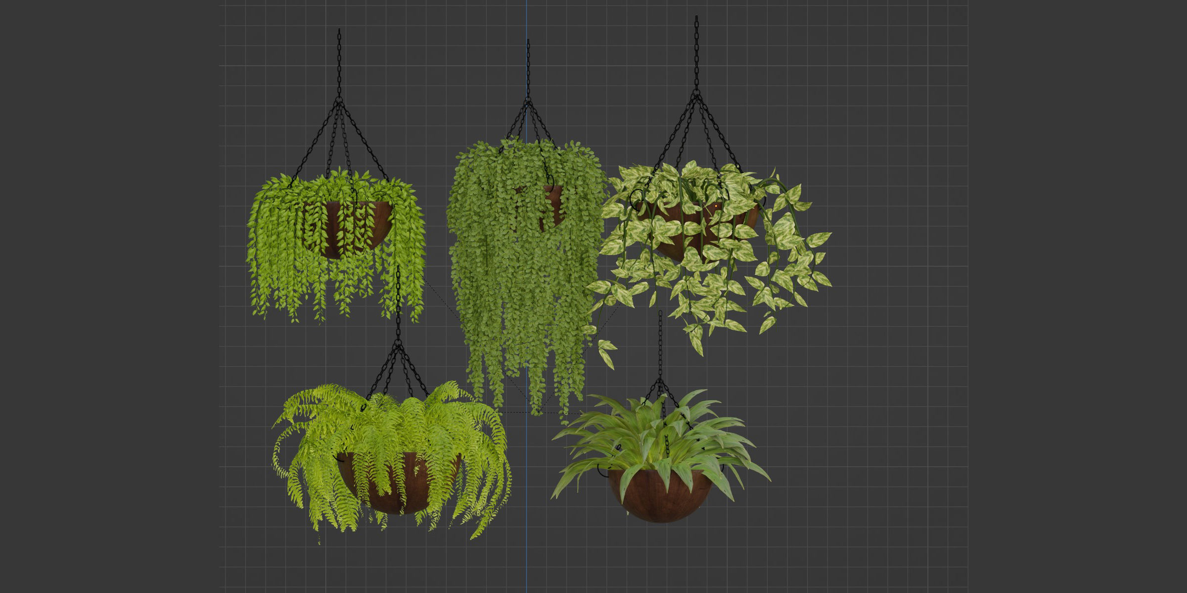 Hanging plants collection vol 33-Blender 3D model_8