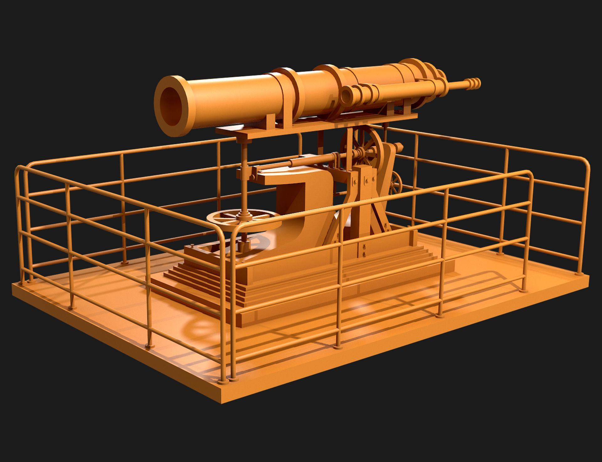 Artillery Cannon-1 Low-poly 3D model_15