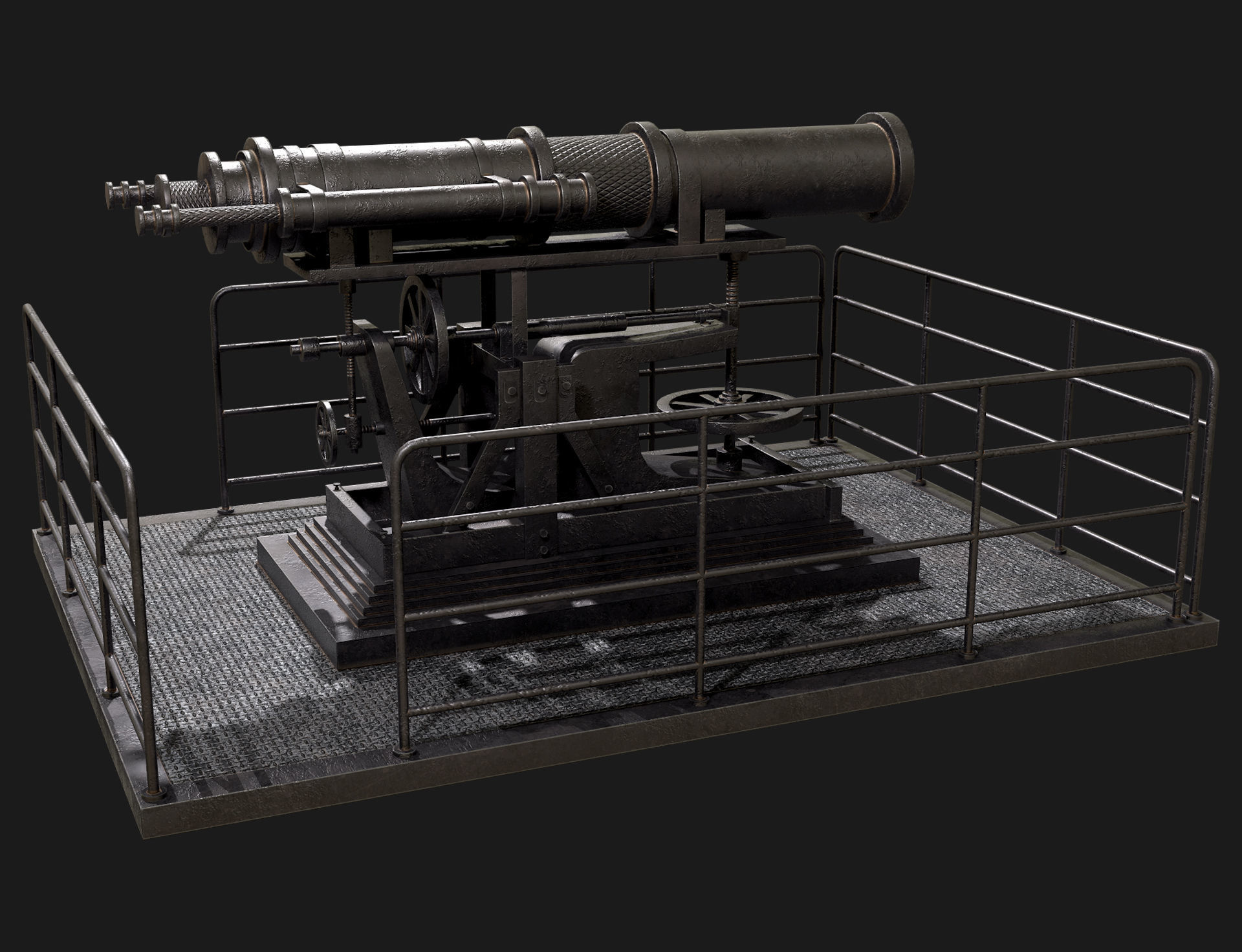 Artillery Cannon-1 Low-poly 3D model_5