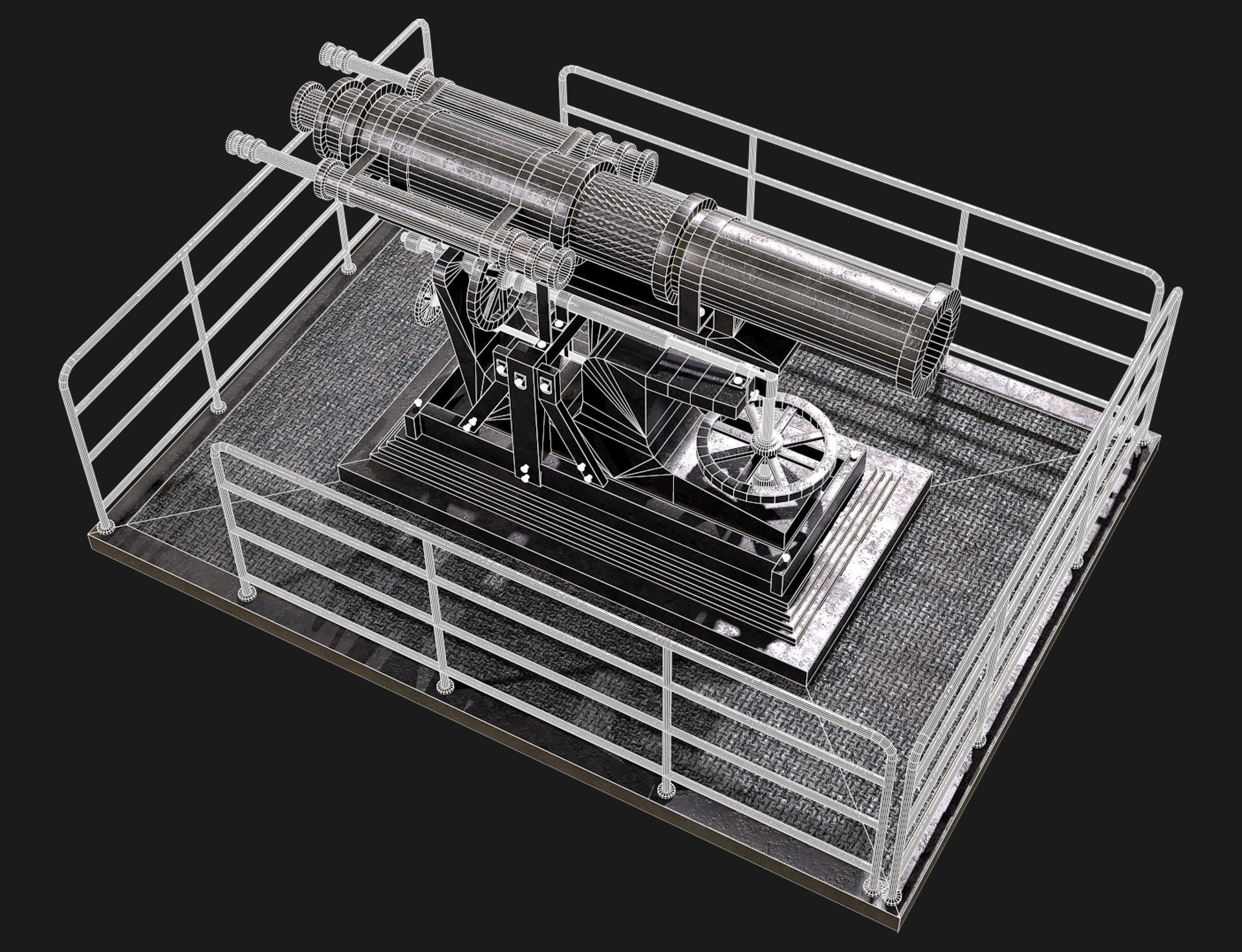 Artillery Cannon-1 Low-poly 3D model_14