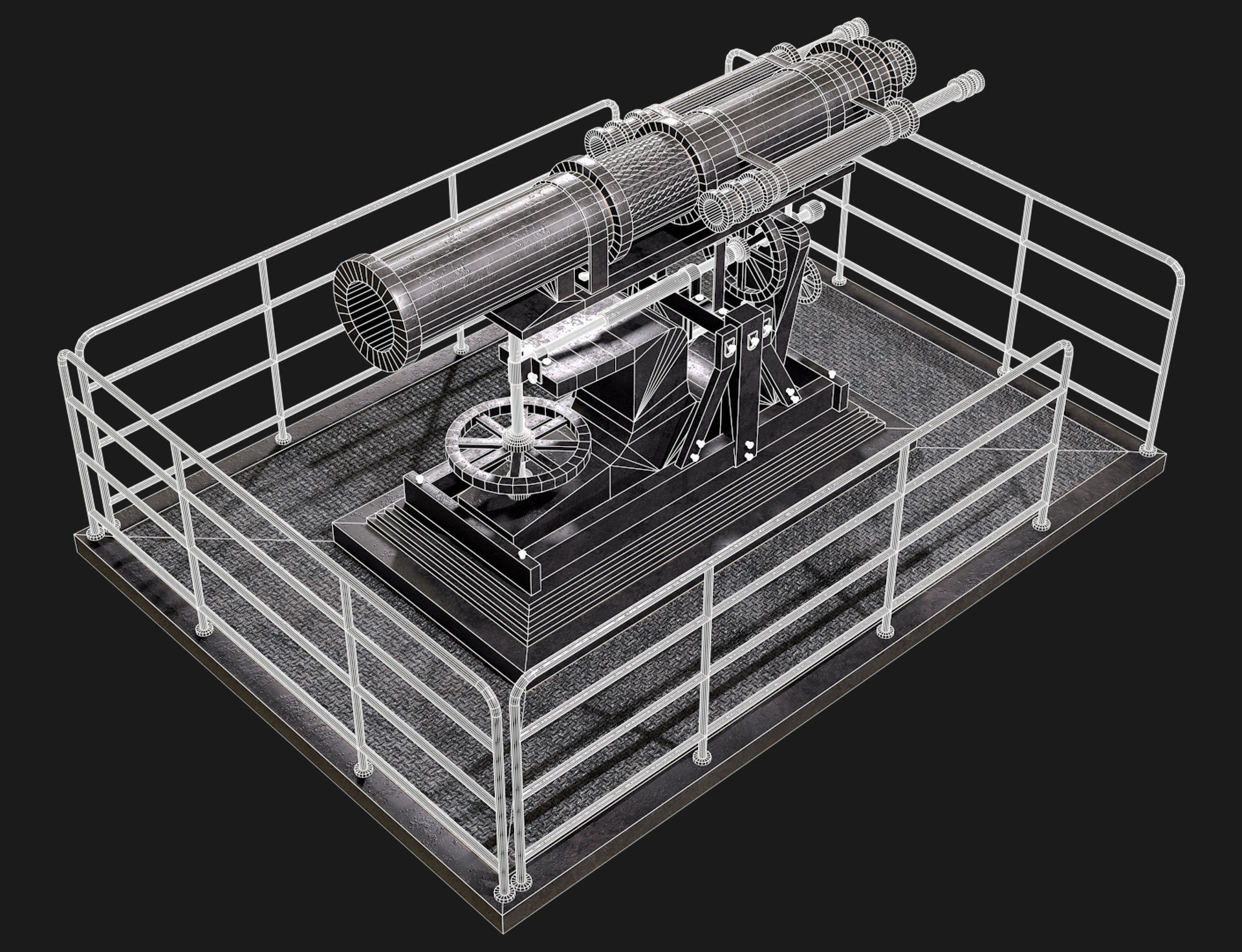 Artillery Cannon-1 Low-poly 3D model_13