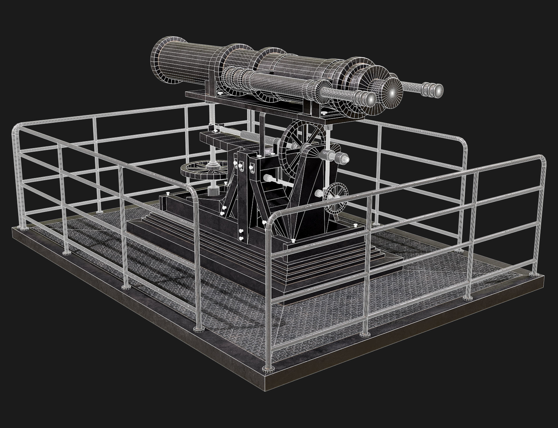 Artillery Cannon-1 Low-poly 3D model_10