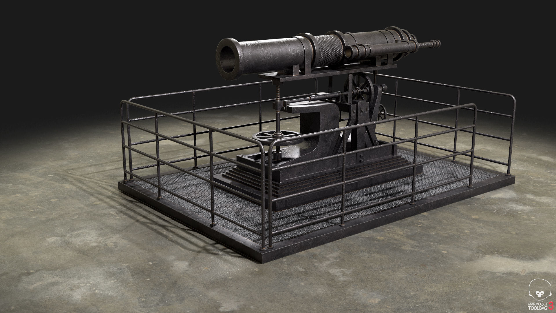 Artillery Cannon-1 Low-poly 3D model_2