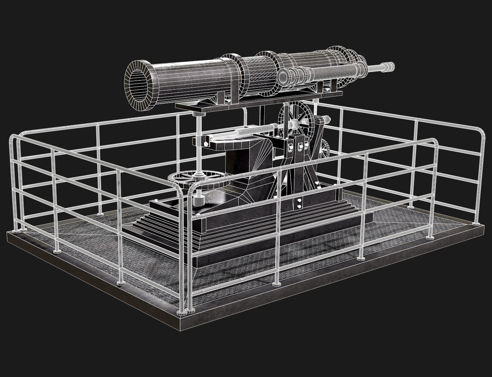 Artillery Cannon-1 Low-poly 3D model_9
