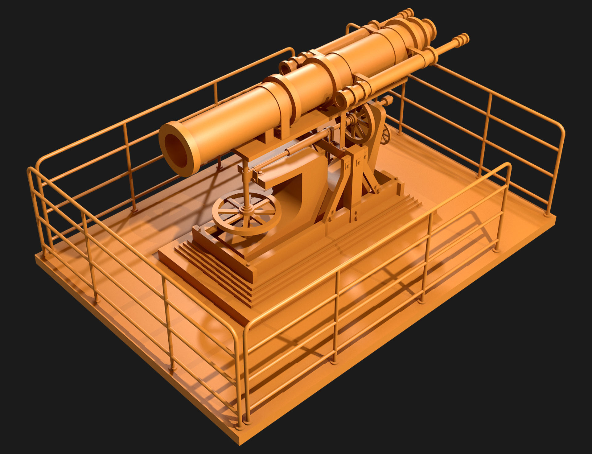 Artillery Cannon-1 Low-poly 3D model_19