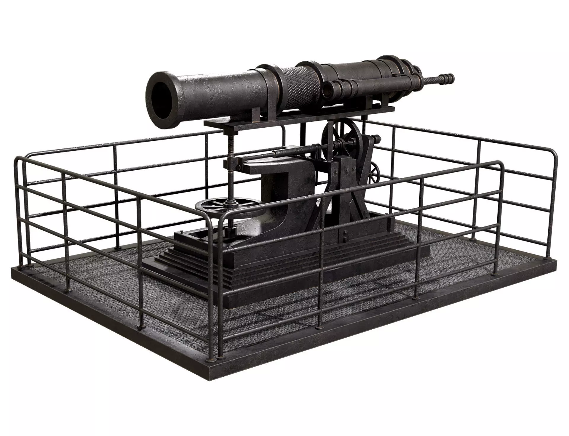 Artillery Cannon-1 Low-poly 3D model_0