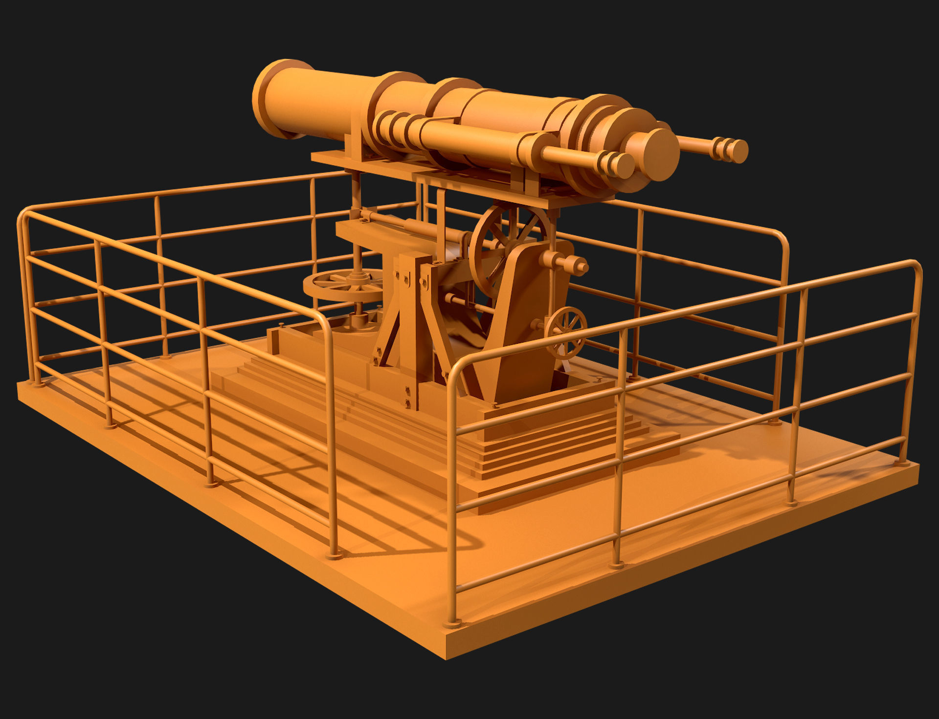 Artillery Cannon-1 Low-poly 3D model_16