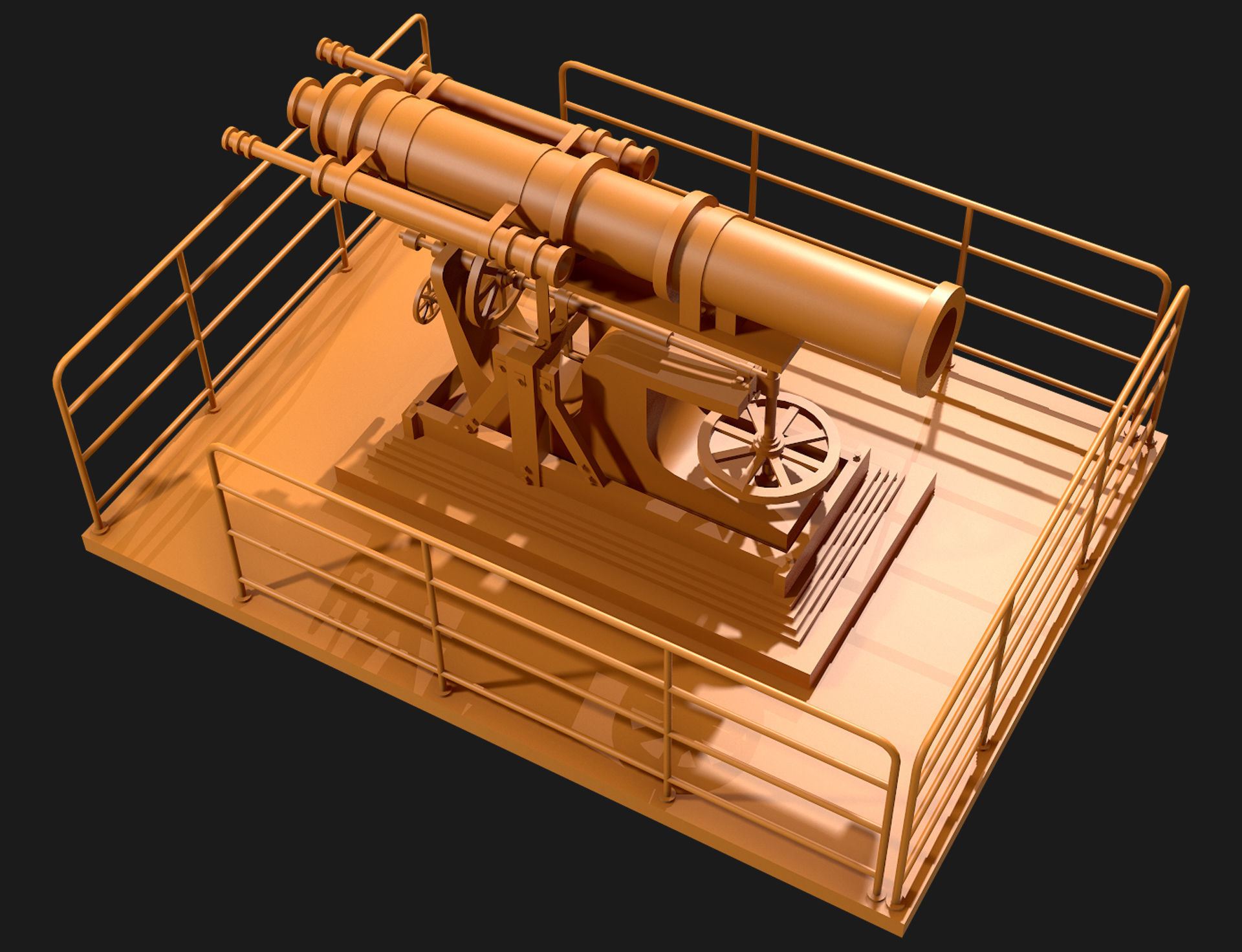 Artillery Cannon-1 Low-poly 3D model_20