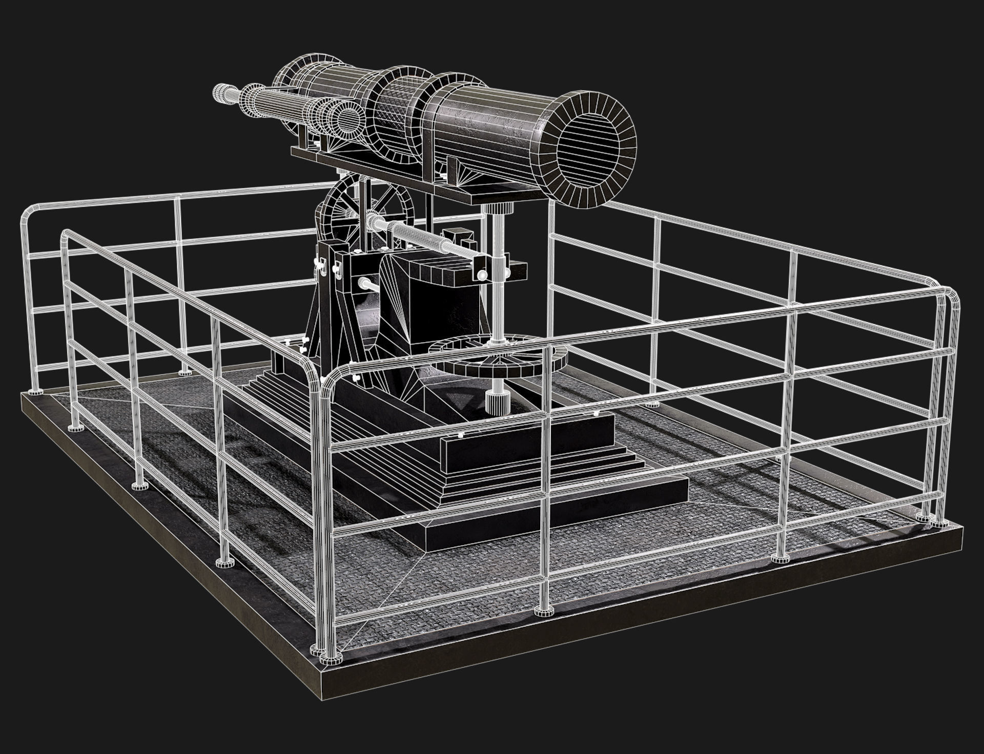 Artillery Cannon-1 Low-poly 3D model_12