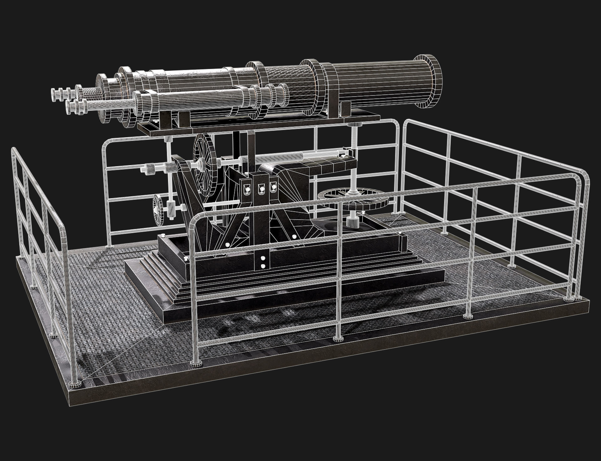 Artillery Cannon-1 Low-poly 3D model_11