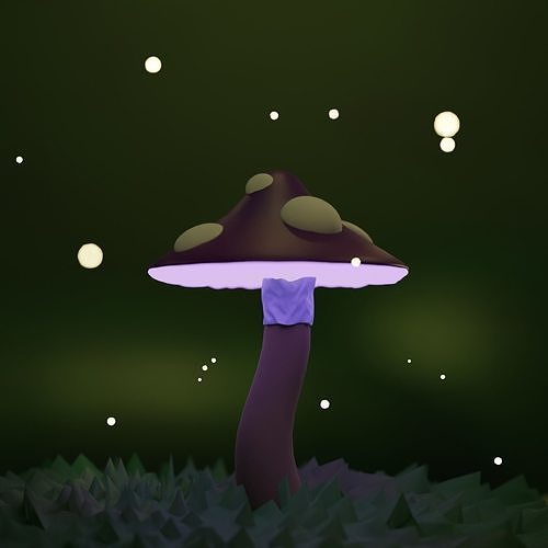 magical glowing mushroom Free 3D model