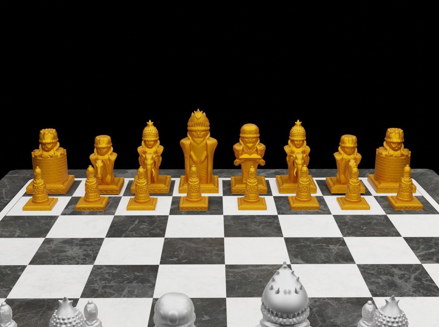 Indian Figures Chess Set - Empire Dragon Chess Set 3D print model_5