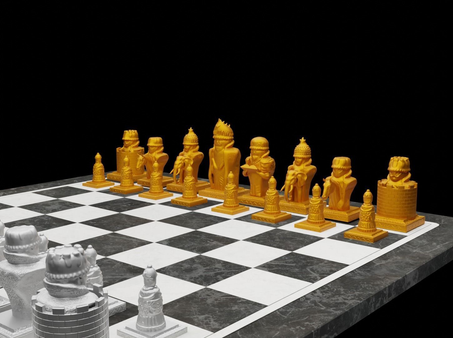 Indian Figures Chess Set - Empire Dragon Chess Set 3D print model_8