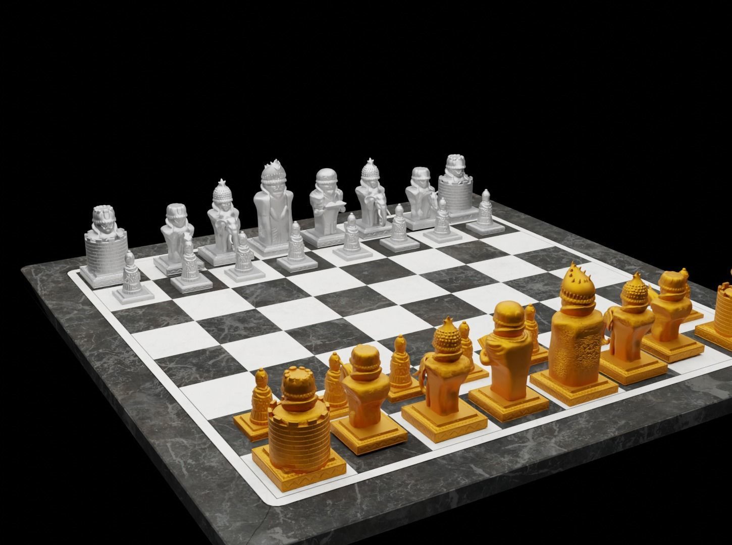 Indian Figures Chess Set - Empire Dragon Chess Set 3D print model_2