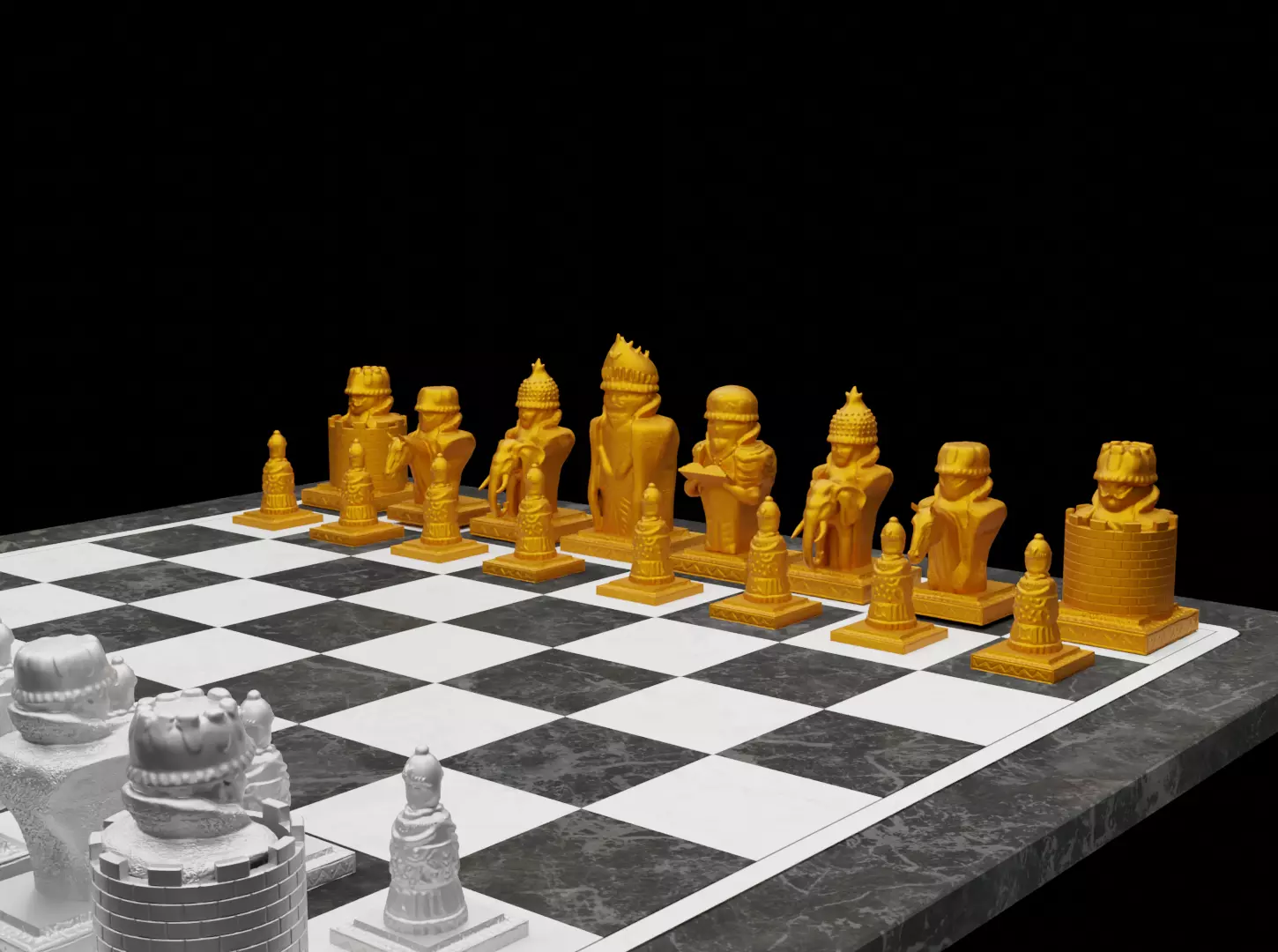 Indian Figures Chess Set - Empire Dragon Chess Set 3D print model_0