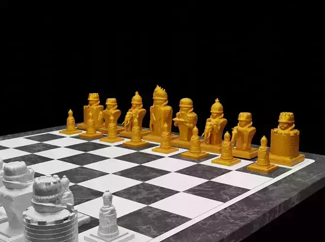 Indian Figures Chess Set - Empire Dragon Chess Set  3D print model