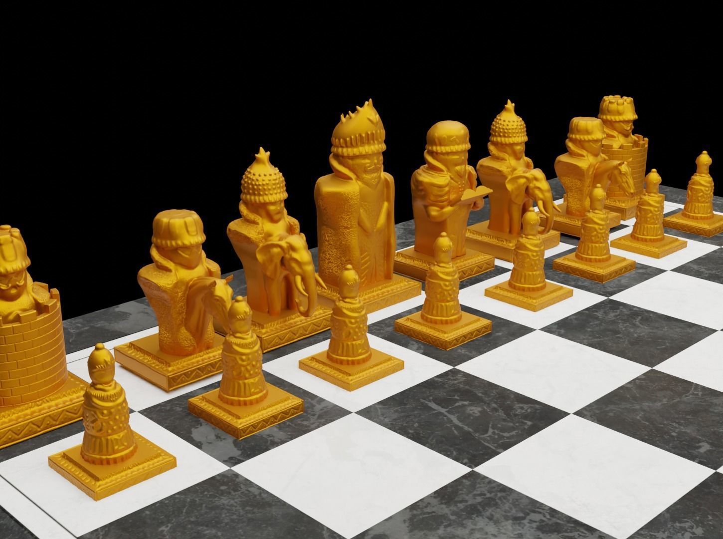 Indian Figures Chess Set - Empire Dragon Chess Set 3D print model_4