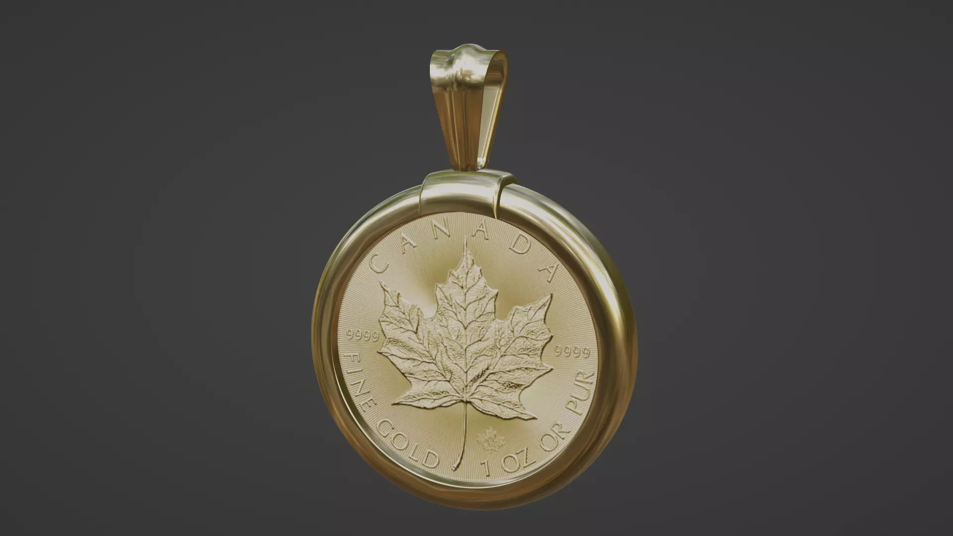 1oz gold Canadian maple leaf bezel frame mount 3D print model