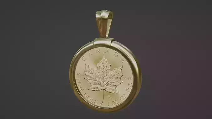 1oz gold Canadian maple leaf bezel frame mount 3D print model