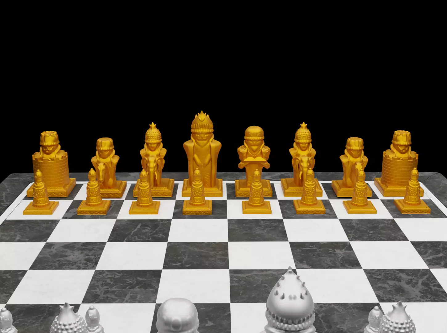 Indian Figures Chess Set - Empire Indian Chess Set  3D print model_0
