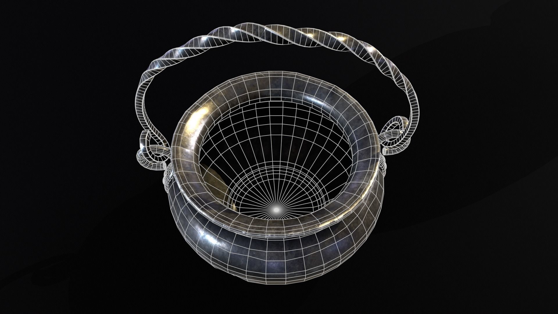 Medieval Iron Cauldron Low-poly 3D model_19