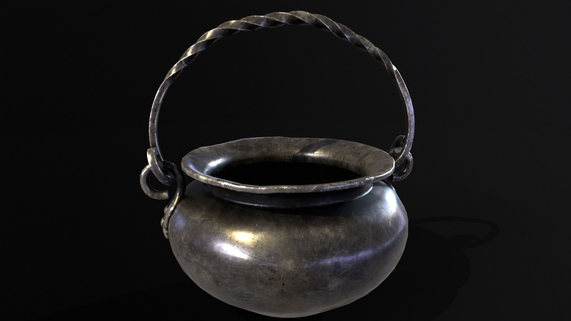 Medieval Iron Cauldron Low-poly 3D model_4