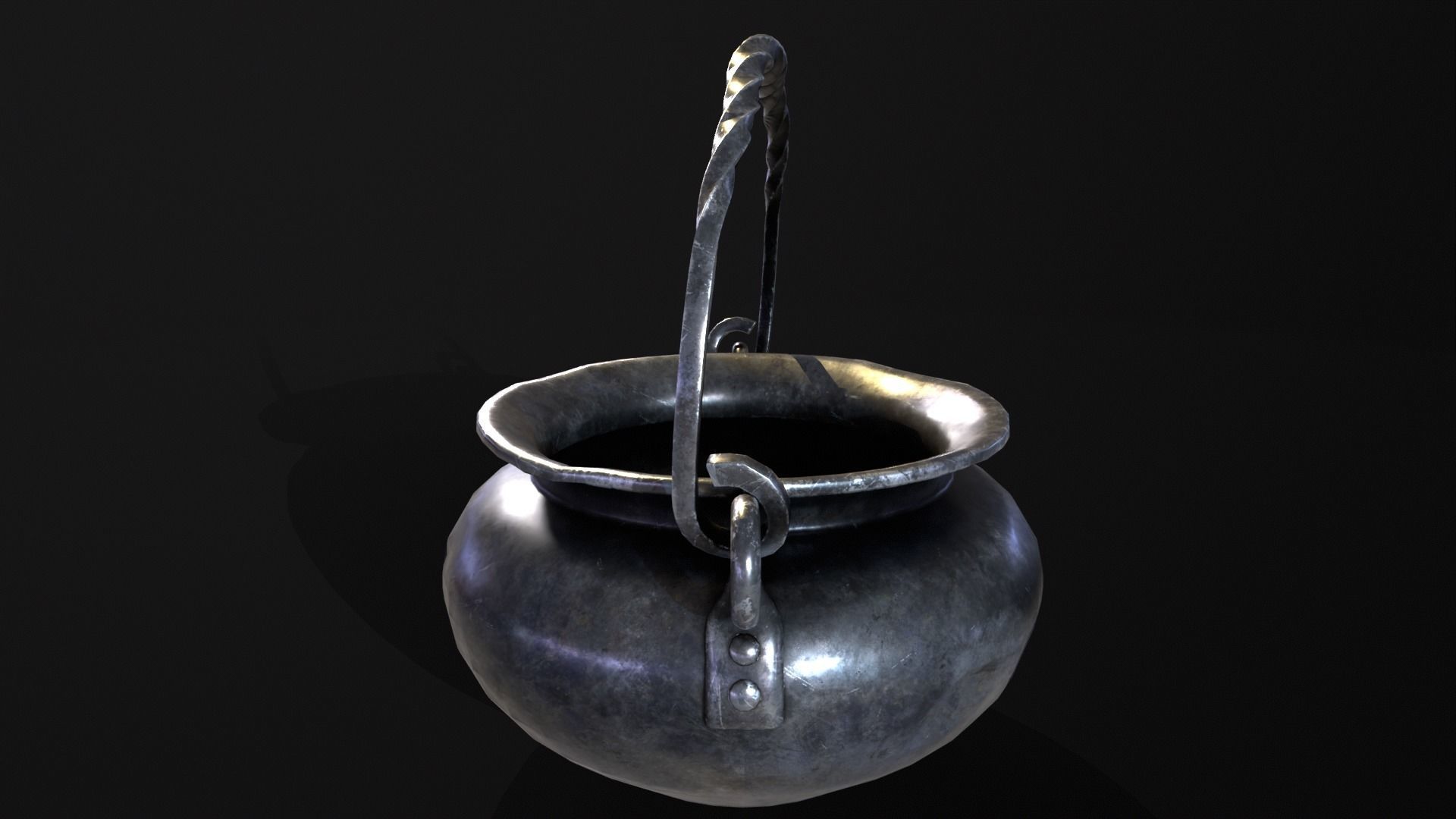 Medieval Iron Cauldron Low-poly 3D model_12