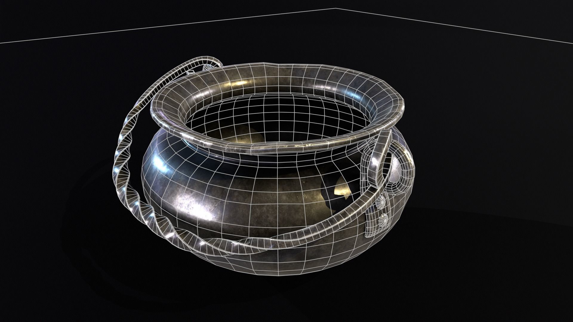 Medieval Iron Cauldron Low-poly 3D model_21