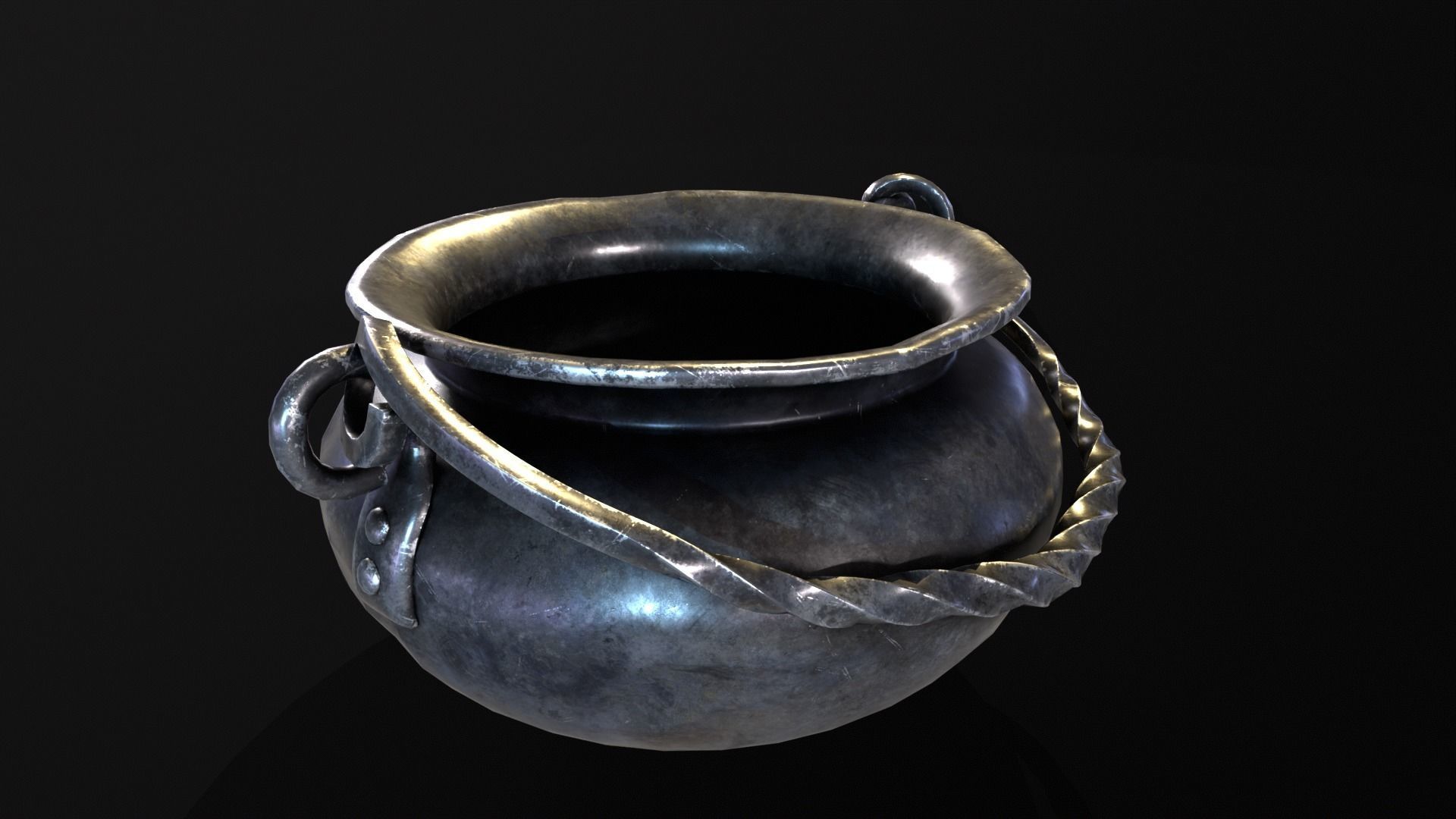 Medieval Iron Cauldron Low-poly 3D model_22