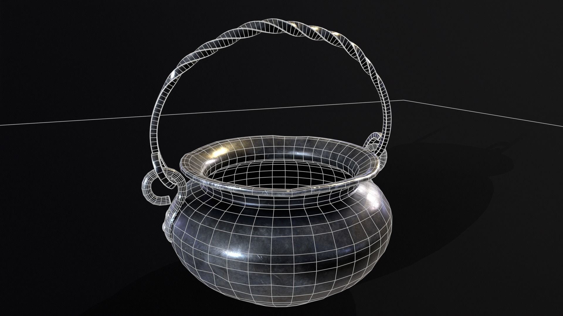 Medieval Iron Cauldron Low-poly 3D model_17
