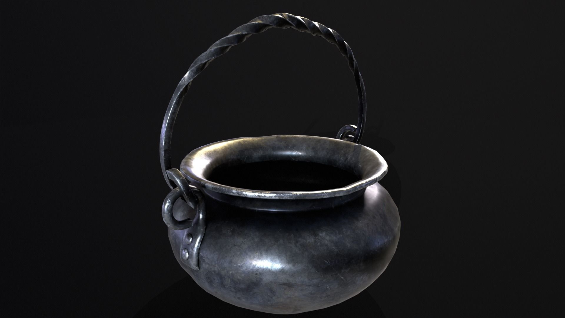 Medieval Iron Cauldron Low-poly 3D model_14