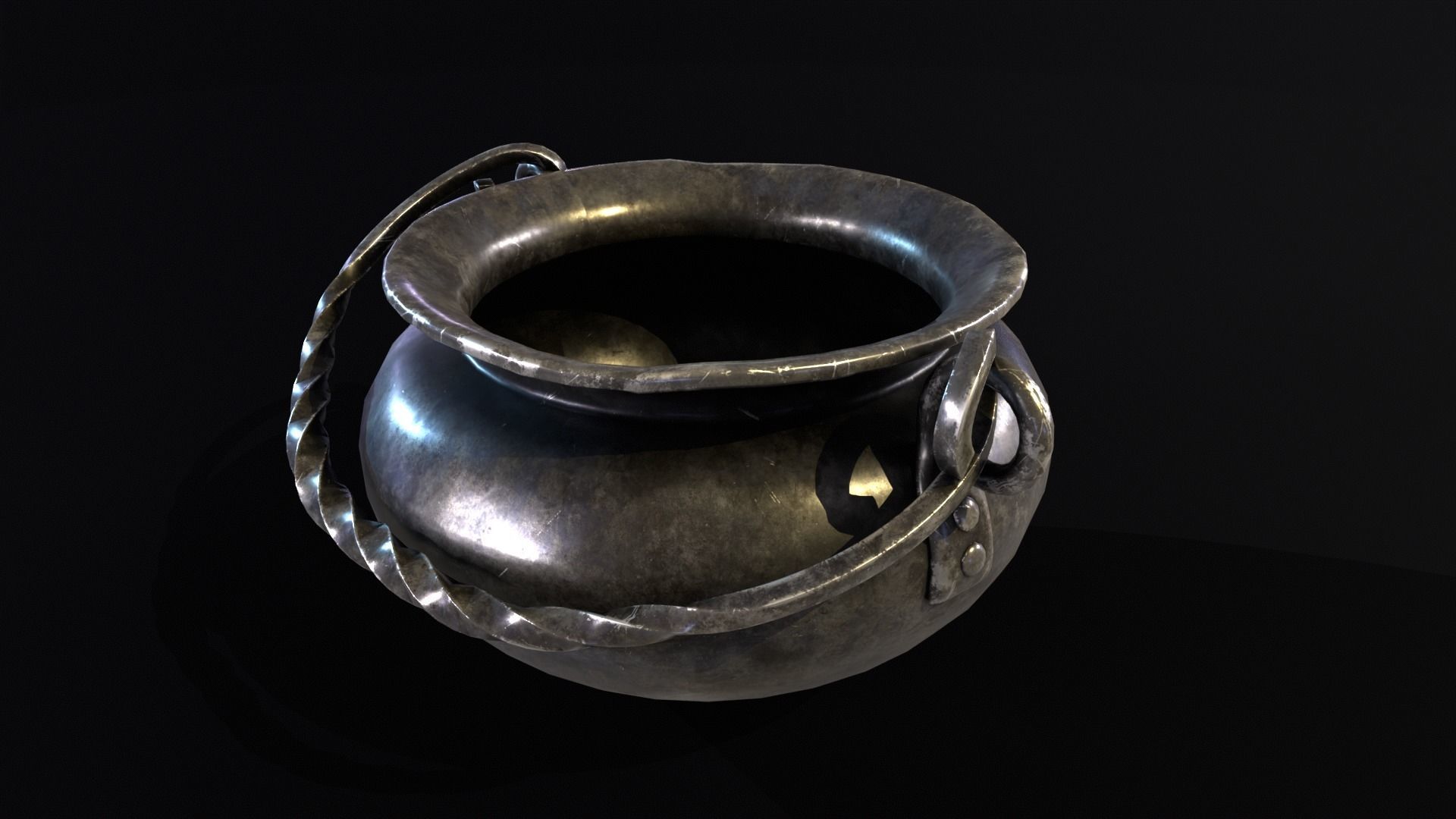 Medieval Iron Cauldron Low-poly 3D model_20