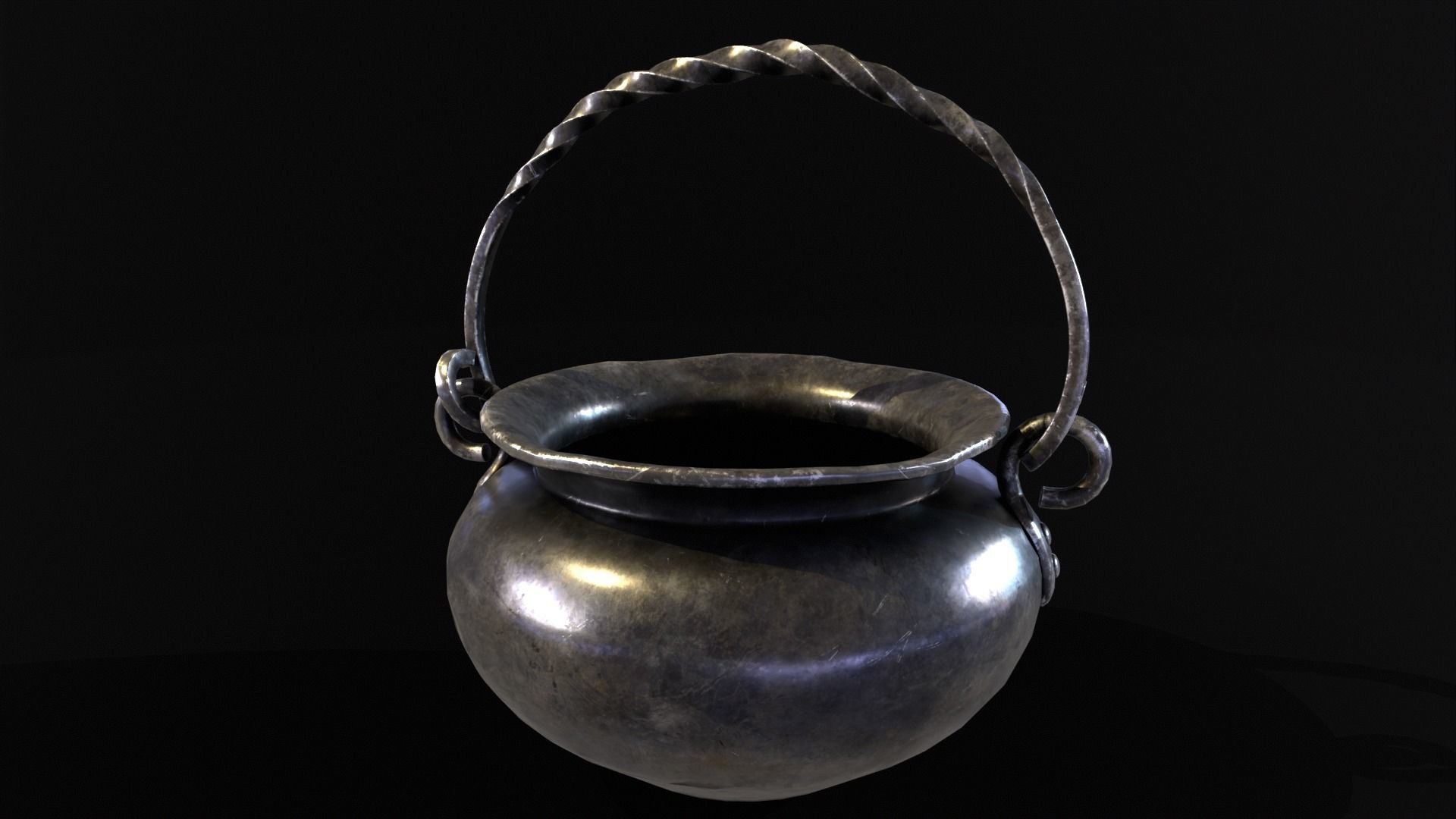 Medieval Iron Cauldron Low-poly 3D model_6
