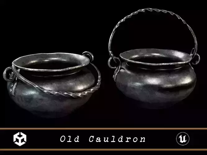 Medieval Iron Cauldron Low-poly 3D model