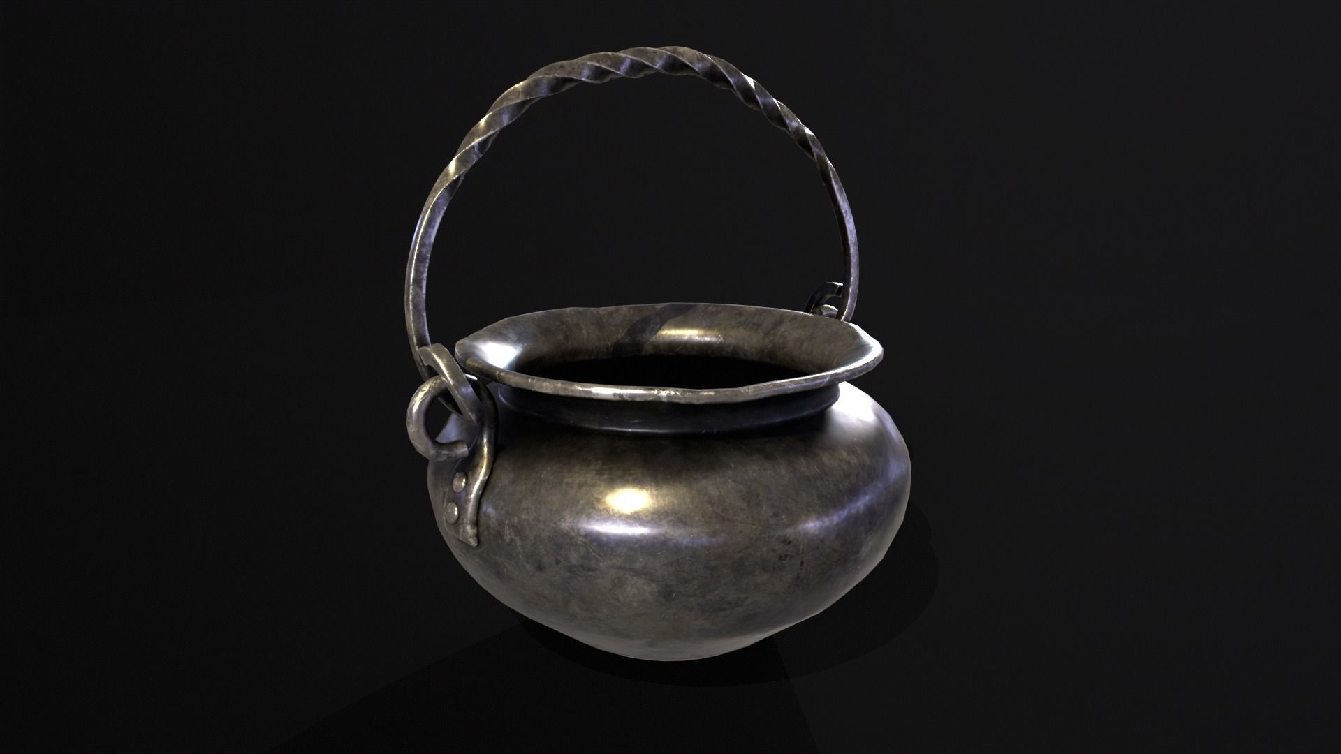 Medieval Iron Cauldron Low-poly 3D model_2